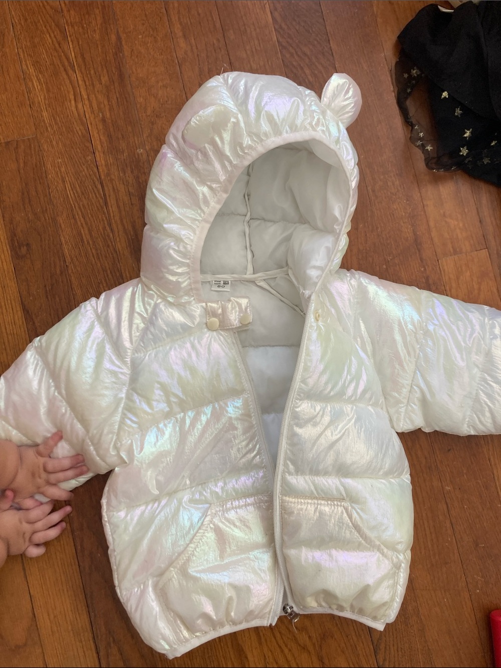 Cute iridescent toddler puffer with ears
